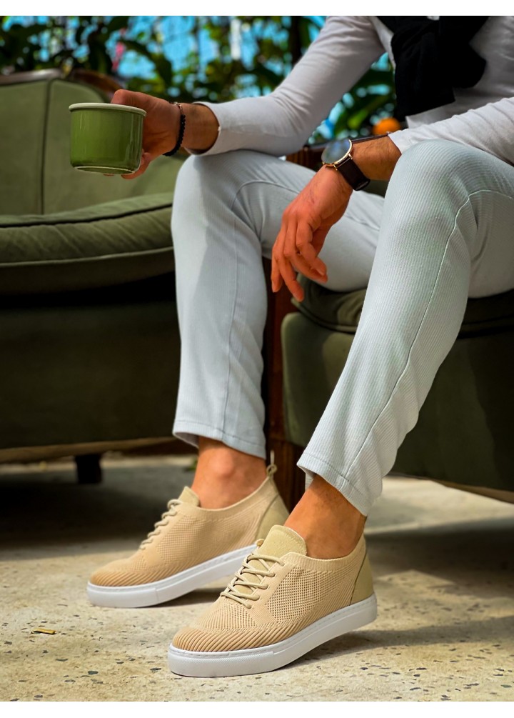 KB-101 Kuback Bej Triko Bağcıklı Günlük Erkek Ayakkabı