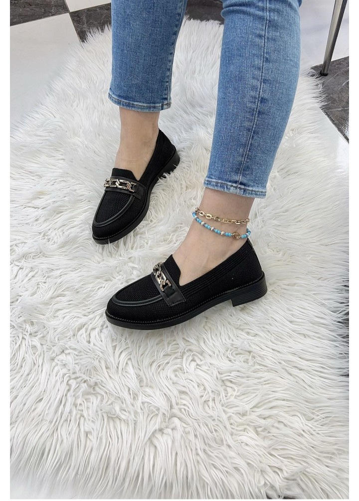 KB-021 Kuback Siyah Triko Siyah Taban U Toka  Günlük Kadın Ayakkabı