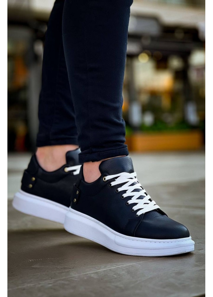 KB047  Kuback Siyah Cilt Günlük Erkek  Ayakkabı