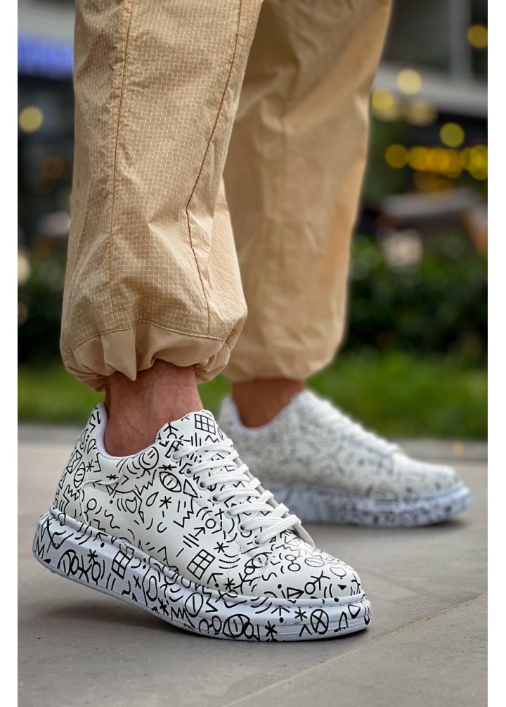 KB-X500  Kuback  Beyaz Emoji Bağcıklı  Günlük Erkek  Ayakkabı