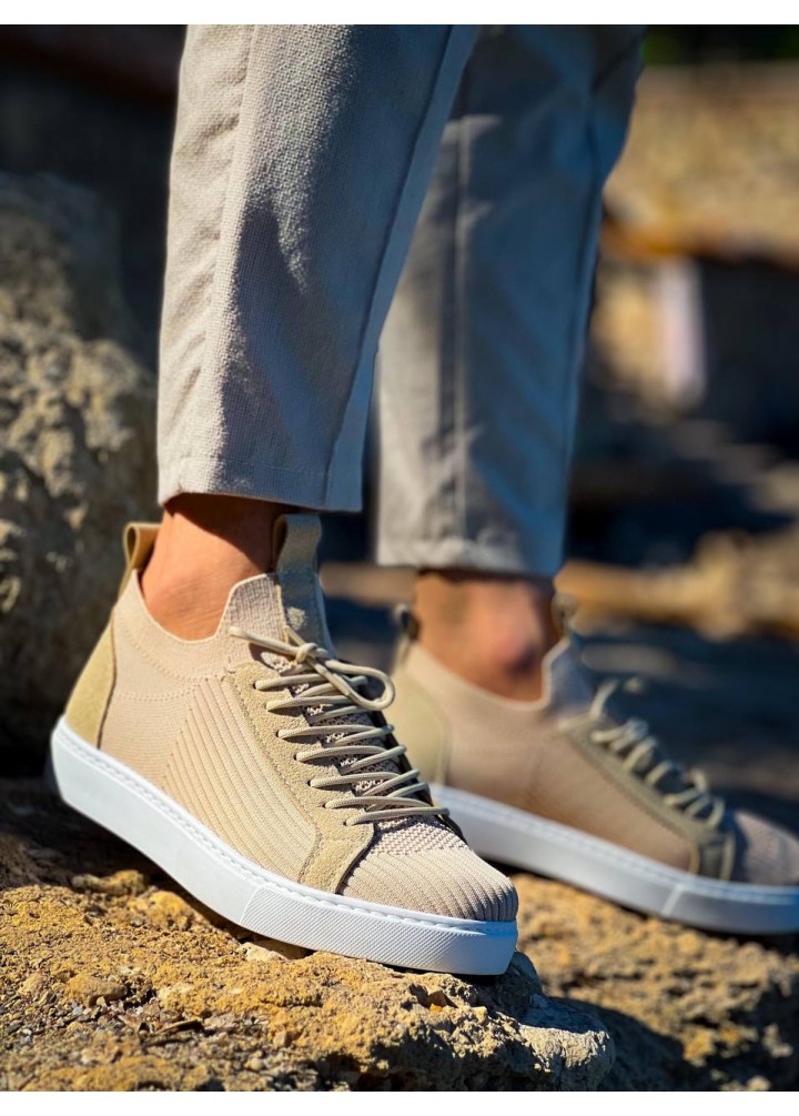 KB-112   Kuback Bej Triko Bağcıklı  Günlük Erkek  Ayakkabı