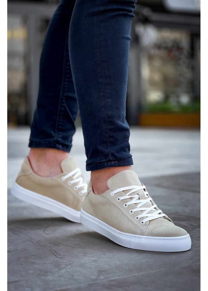 KB-122   Kuback Bej Süet Yüksek Taban Bağcıklı Günlük Erkek Ayakkabı