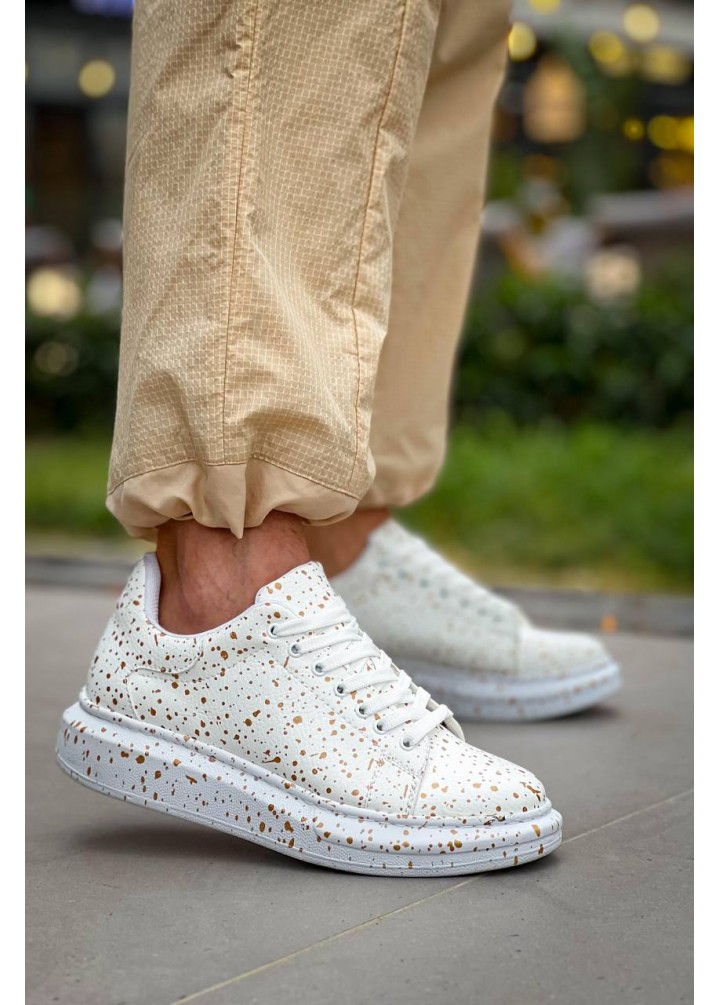 KB-X500  Kuback Beyaz Gold  Bağcıklı  Günlük Erkek  Ayakkabı