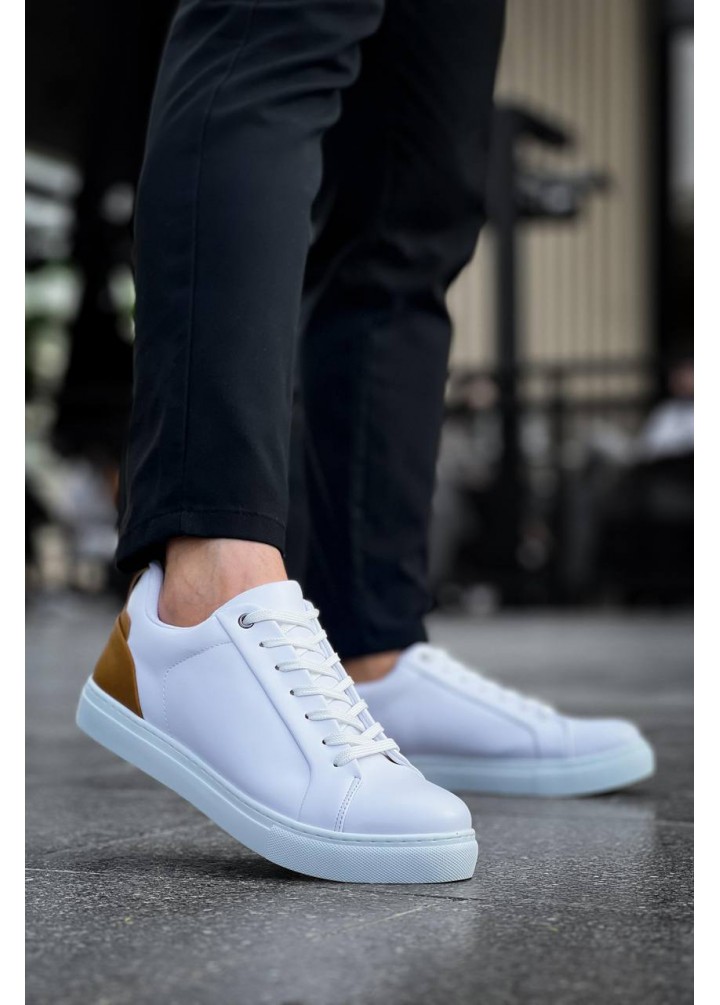 KB-BX1 Kuback Beyaz Taba Cilt  Detaylı  Yüksek Beyaz Taban Günlük Erkek Ayakkabı