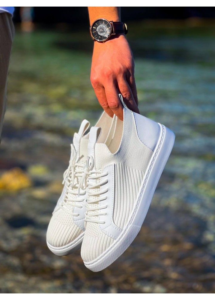 KB-007  Kuback  Beyaz Yüksek Taban Tek Bant Bağcıksız Günlük Erkek Ayakkabı