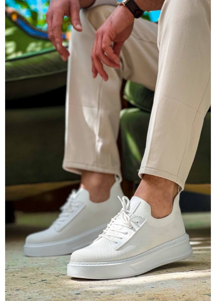 KB-116 Kuback Beyaz Bağcıklı Triko Günlük Erkek Ayakkabı