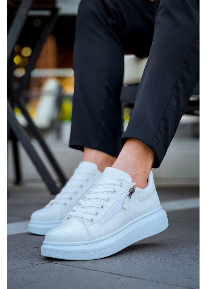 KB-309  Kuback Beyaz Fermuar Ve Bağcıklı  Günlük Erkek  Ayakkabı