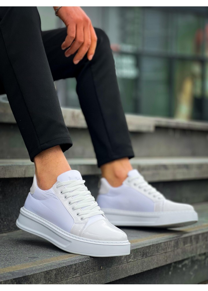 KB-X46 Kuback Beyaz Rugan Yüksek Beyaz Taban Günlük Spor Ayakkabı