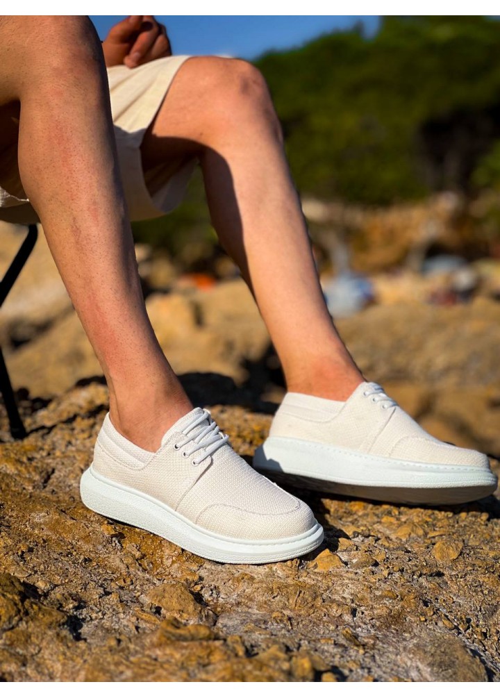 KB-042  Kuback Bağcıklı Beyaz Günlük Erkek Ayakkabı