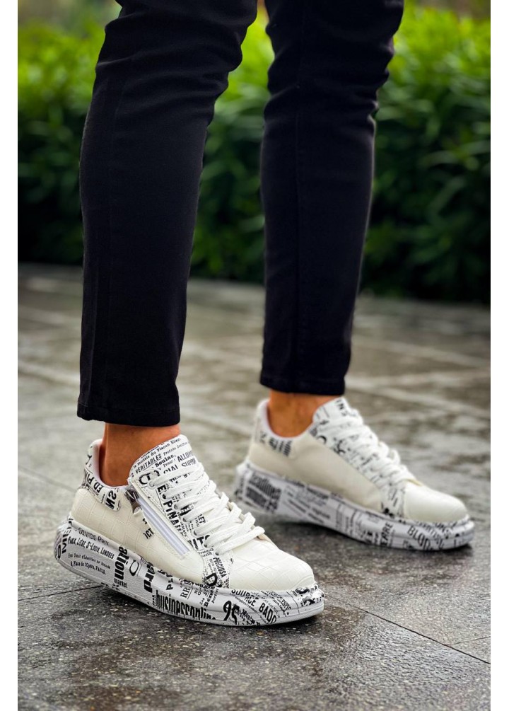 KB-02  Kuback Bağcıklı Crocodile Beyaz Gazete Günlük Erkek Ayakkabı