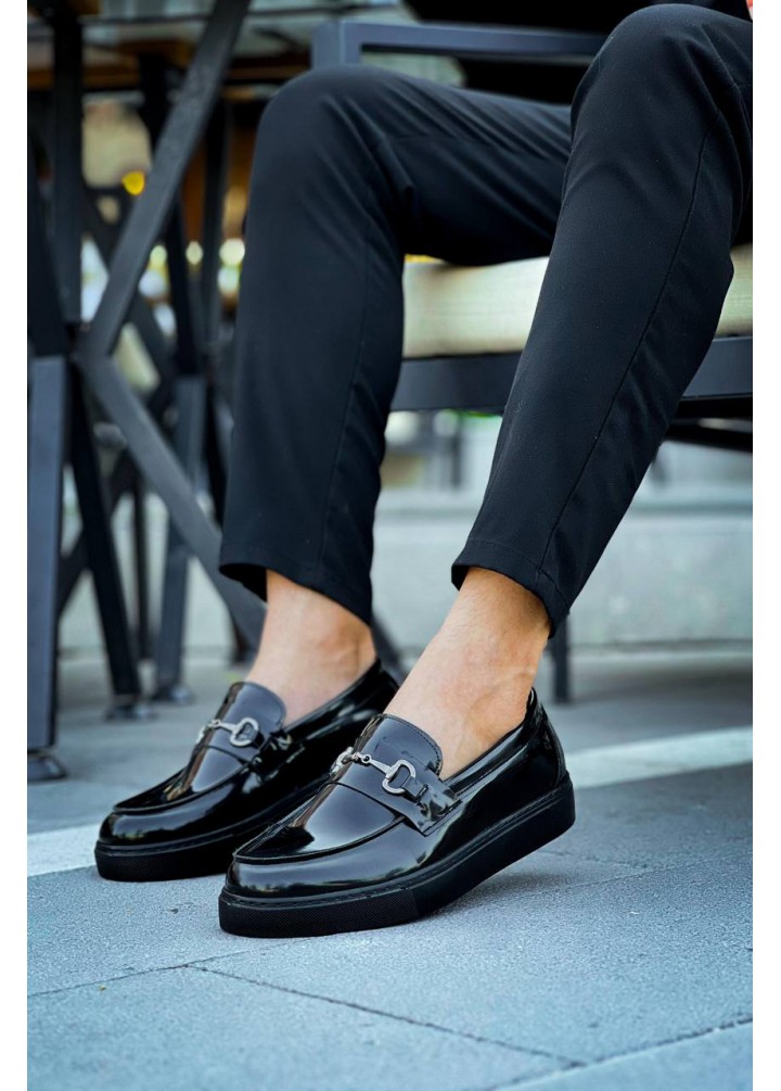 KB-027  Kuback Bağcıksız Kömür Rugan G Günlük Erkek Ayakkabı