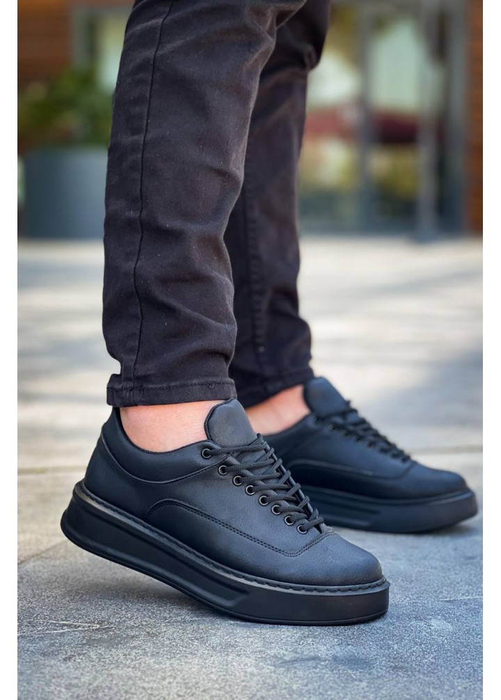 KB-005 Kuback Siyah Cilt Siyah Taban  Bağcıklı  Günlük Erkek  Ayakkabı