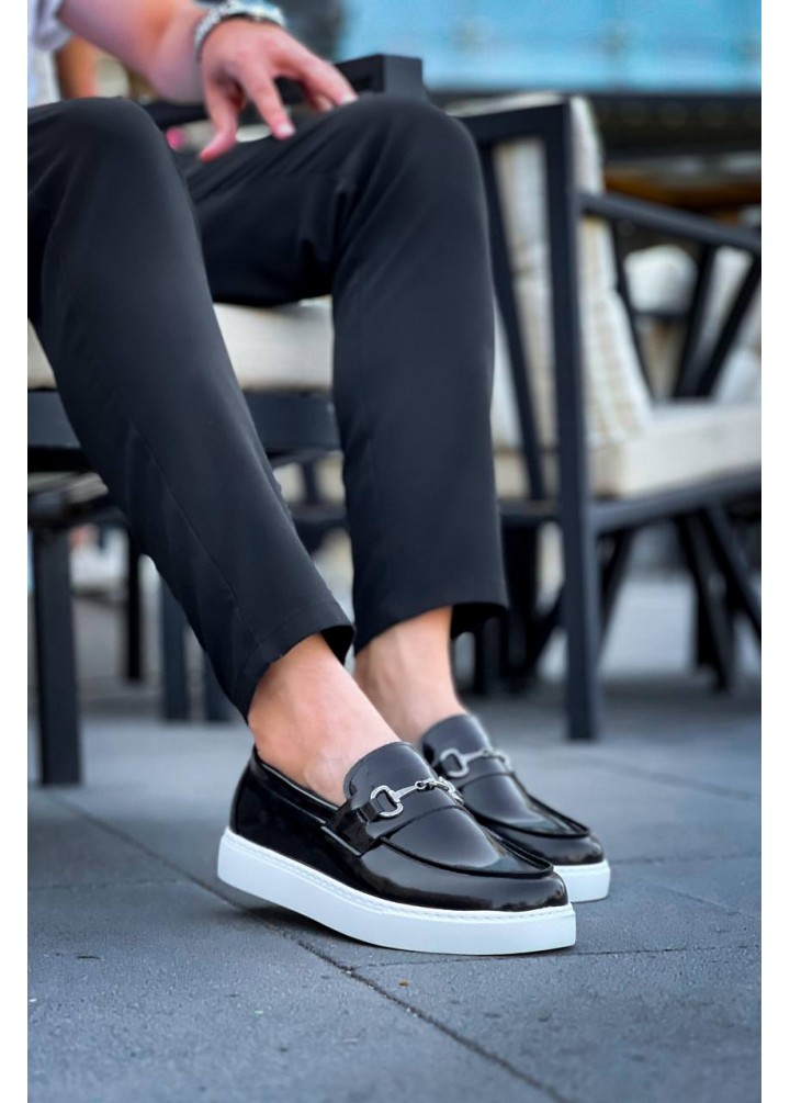 KB-027  Kuback Bağcıksız Siyah Rugan G Günlük Erkek Ayakkabı