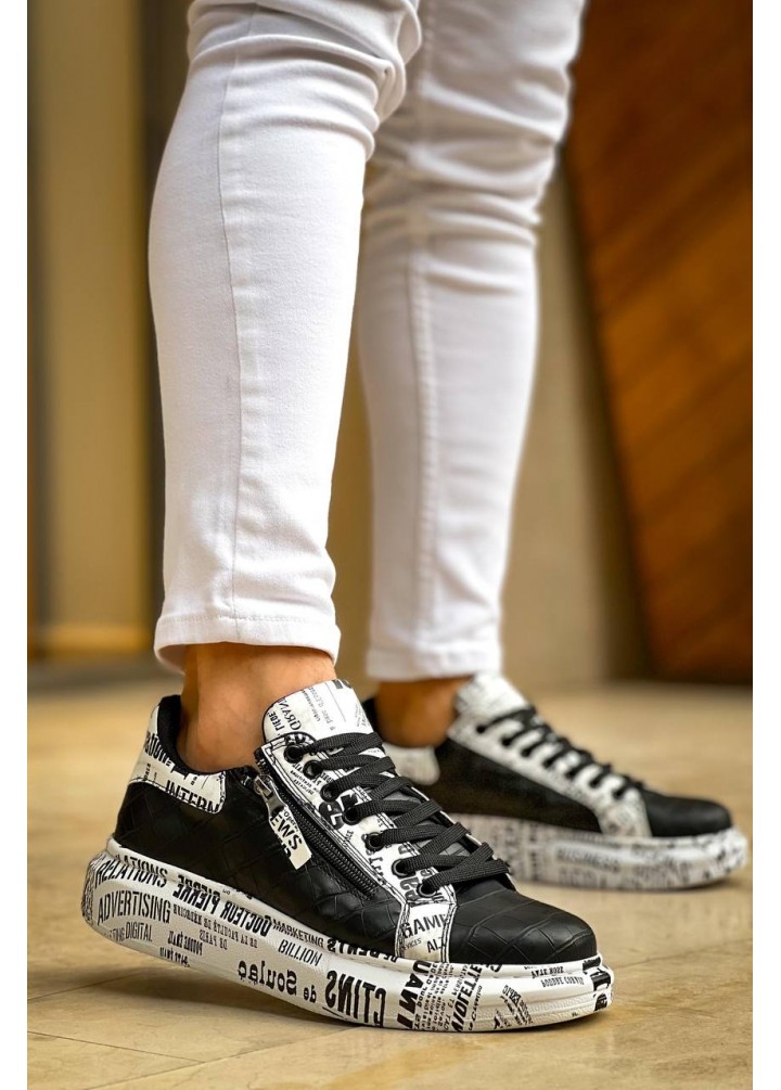 KB-02  Kuback Bağcıklı Crocodile Siyah Gazete Günlük Erkek Ayakkabı