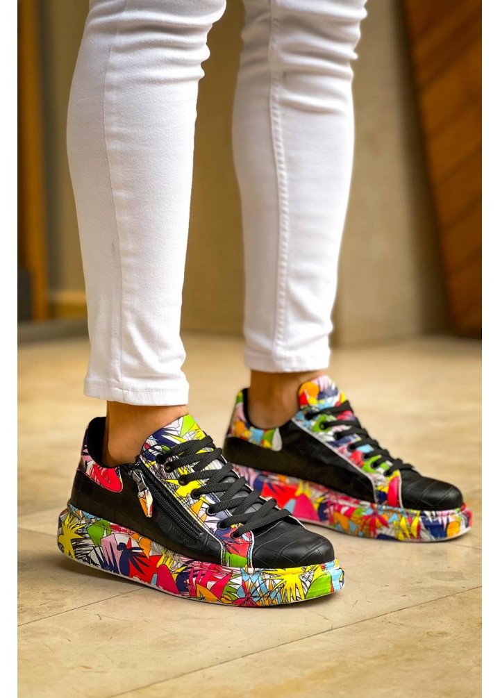 KB-02  Kuback Bağcıklı Crocodile Siyah Kırmızı Günlük Erkek Ayakkabı