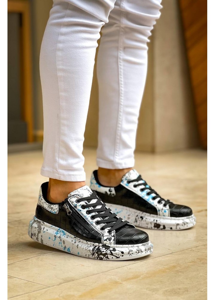 KB-02  Kuback Bağcıklı Crocodile Siyah Mavi Günlük Erkek Ayakkabı