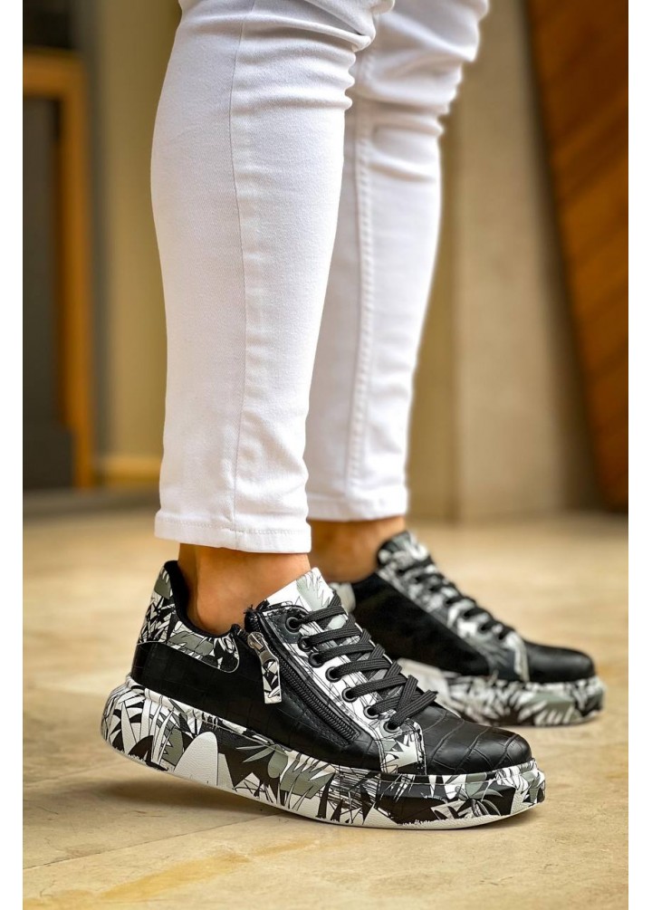 KB-02  Kuback Bağcıklı Crocodile Siyah Siyah Günlük Erkek Ayakkabı