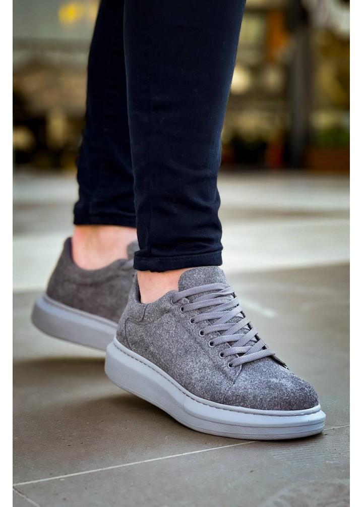 KB-X500  Kuback Gri Süet Yüksek Taban Bağcıklı Günlük Erkek Ayakkabı