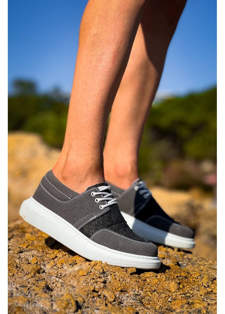 KB-042  Kuback Bağcıklı Gri Günlük Erkek Ayakkabı