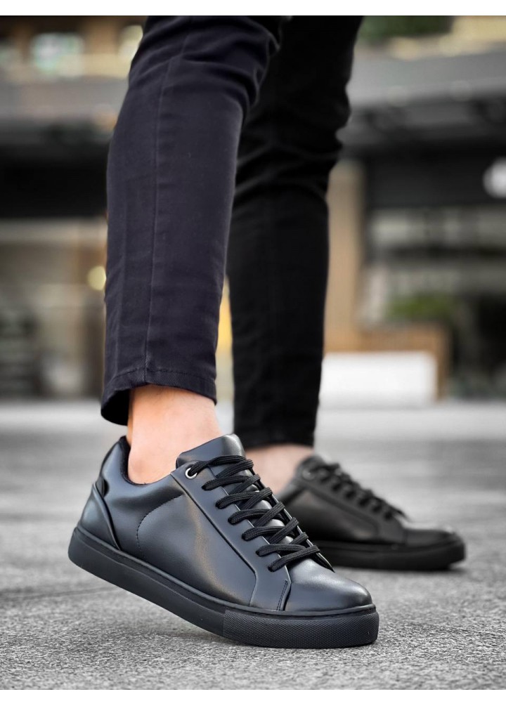 KB-BX1  Kuback Siyah Cilt Yüksek Siyah Taban Günlük Erkek Ayakkabı