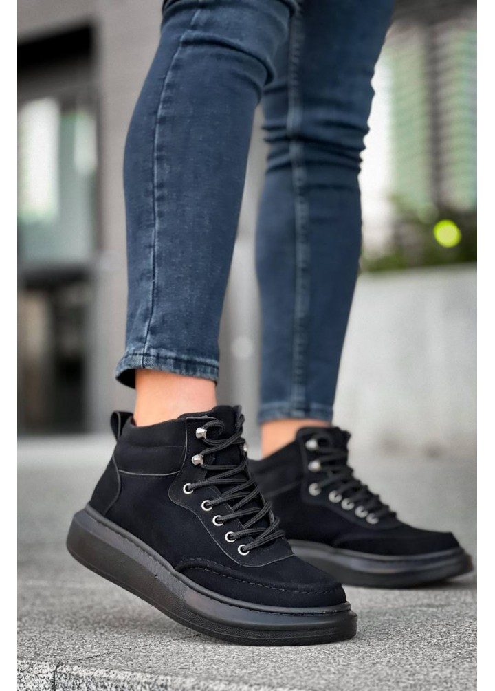 KB-0994  Kuback Siyah Süet Siyah Yüksek Taban  Erkek Bilek Bot