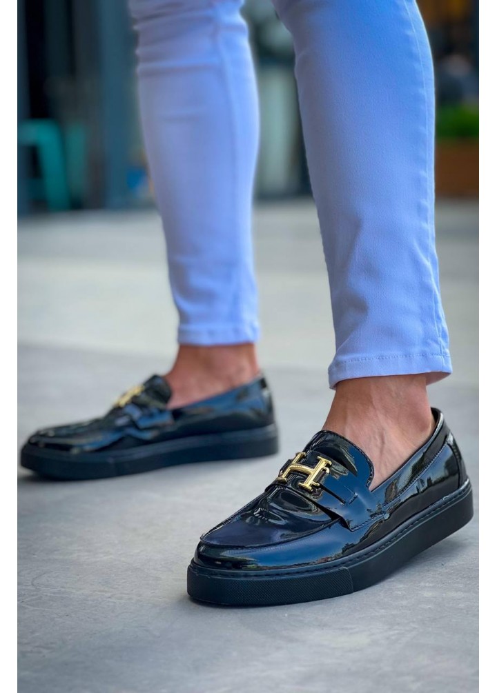 KB-027  Kuback  Bağcıksız Kömür Rugan H Günlük Erkek Ayakkabı