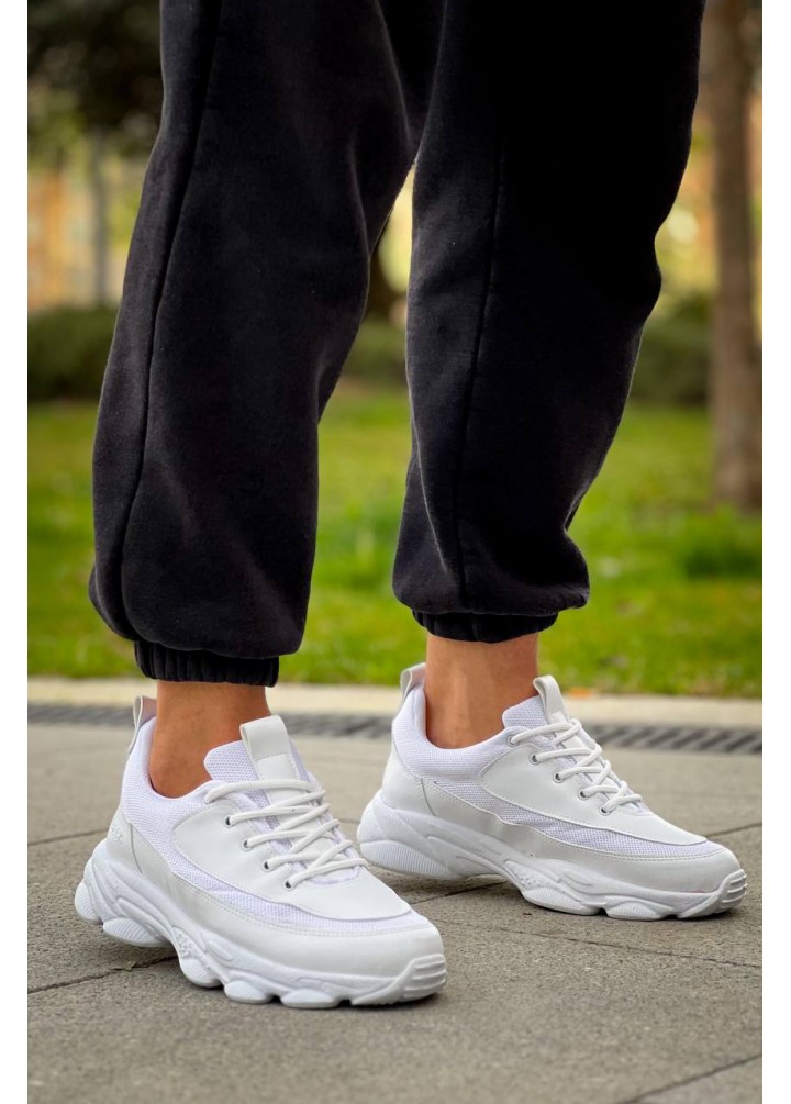 KB-707  Kuback  Beyaz Cilt Yüksek Taban Bağcıklı Günlük Erkek Ayakkabı