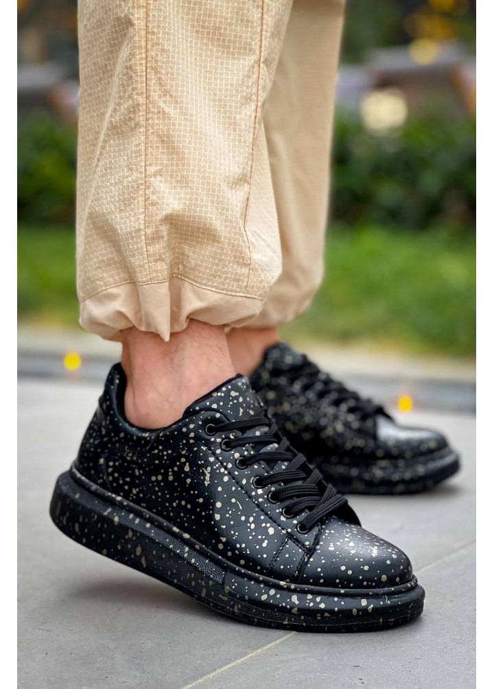 KB-X500  Kuback Siyah Gold  Bağcıklı  Günlük Erkek  Ayakkabı