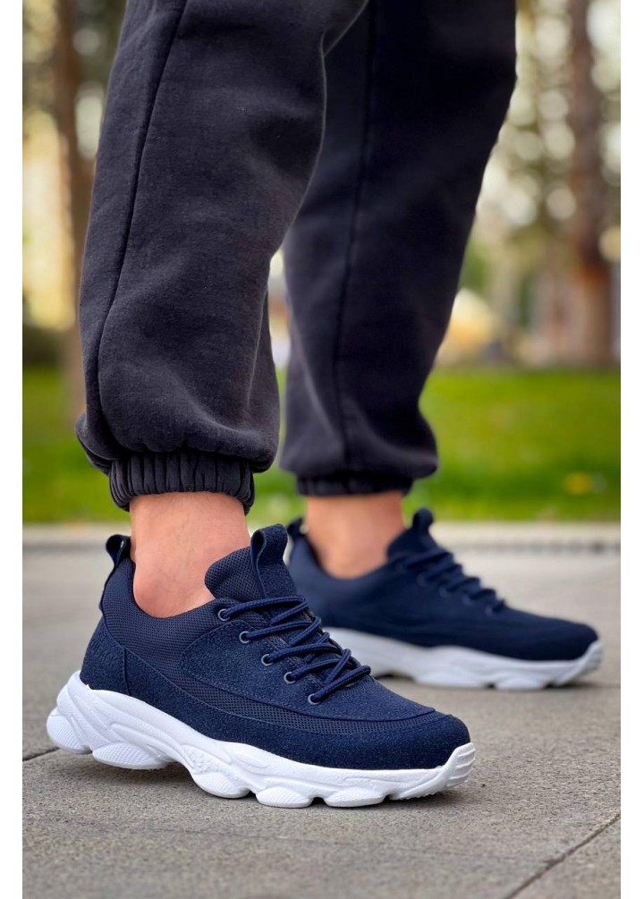 KB-707  Kuback Lacivert Süet Yüksek Taban Bağcıklı Günlük Erkek Ayakkabı