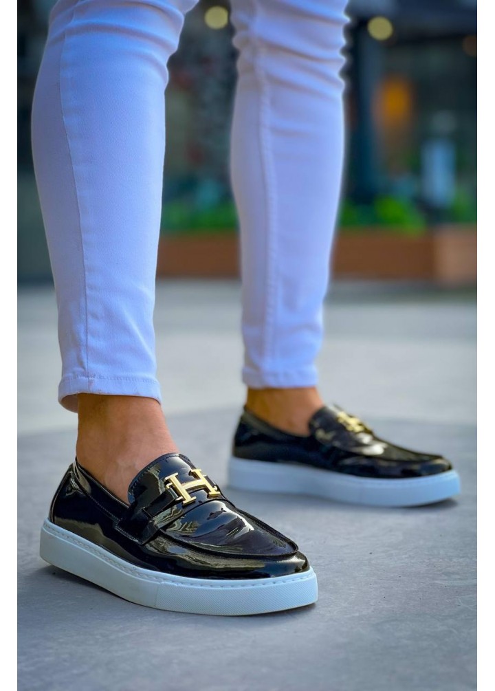 KB-027  Kuback Bağcıksız Siyah Rugan H Günlük Erkek Ayakkabı