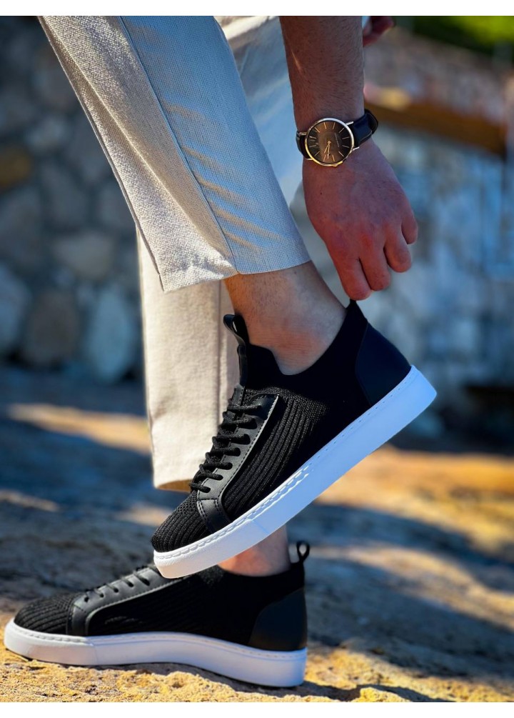 KB-0991  Kuback Siyah Cilt Yüksek Taban  Bağcıklı  Postal Bot