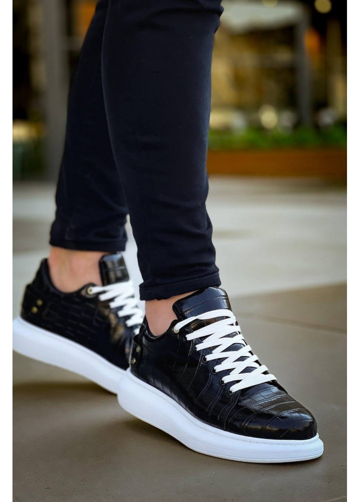 KB047  Kuback SİYAH Crocodile Günlük Erkek  Ayakkabı