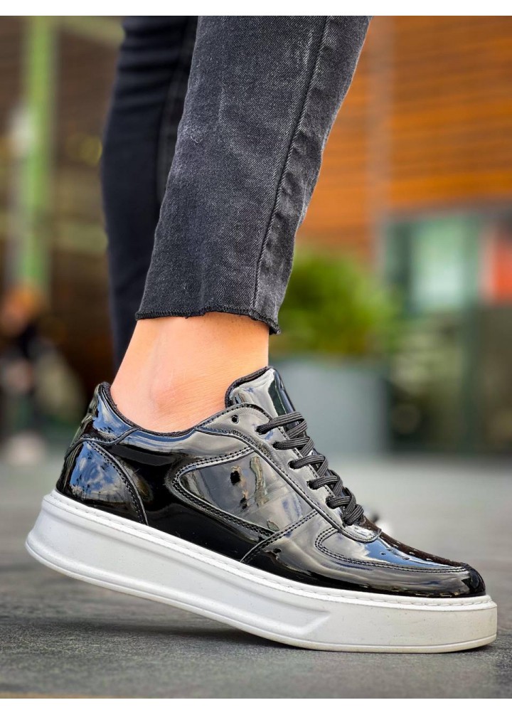 KB-056 Kuback Siyah Rugan Beyaz Yüksek Taban Günlük Spor Ayakkabı