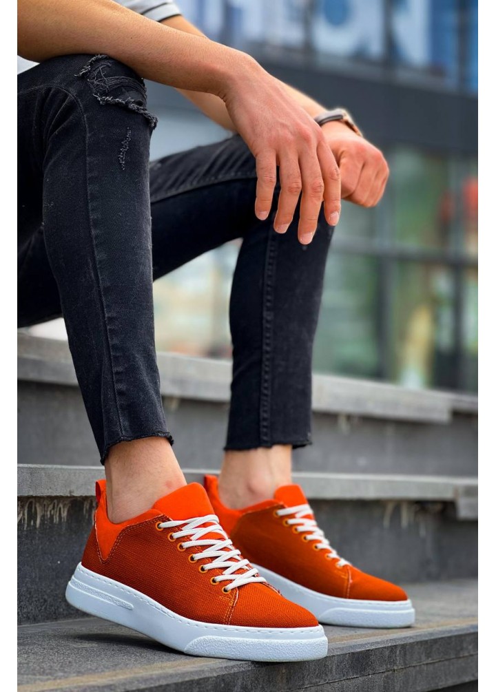 KB-X204 Kuback Turuncu Keten Beyaz Yüksek Taban Günlük Erkek Spor Ayakkabı