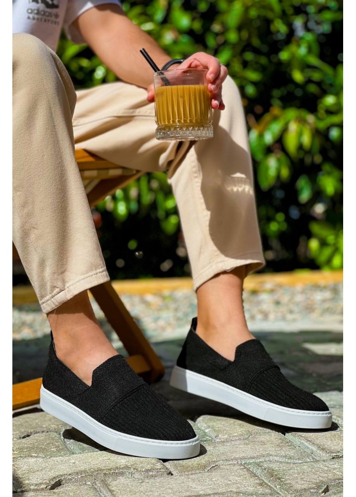 KB-114  Kuback Siyah Triko Yüksek Taban Bağcıksız Günlük Erkek Ayakkabı