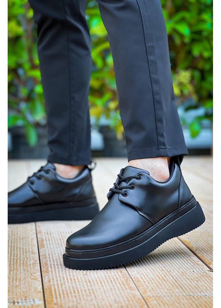 KB-X3  Kuback Siyah Cilt Siyah Taban Bağcıklı  Günlük Erkek  Ayakkabı